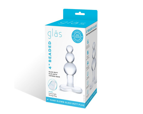 Заказать Прозрачная анальная пробка-елочка с 3 шариками Butt Plug with Tapere Base - 11 см.