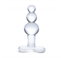Прозрачная анальная пробка-елочка с 3 шариками Butt Plug with Tapere Base - 11 см.