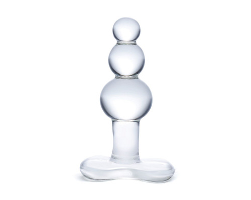 Заказать Прозрачная анальная пробка-елочка с 3 шариками Butt Plug with Tapere Base - 11 см.