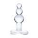 Заказать Прозрачная анальная пробка-елочка с 3 шариками Butt Plug with Tapere Base - 11 см.
