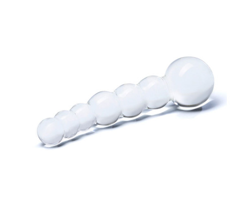 Заказать Изогнутный прозрачный стимулятор Beaded Dildo - 13 см.