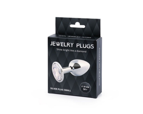 Заказать Серебристая анальная пробка с прозрачным стразом - 7,2 см.