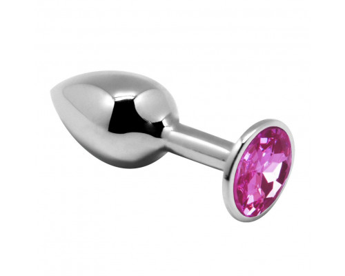 Заказать Серебристая анальная втулка с розовым кристаллом Mini Metal Butt Plug Size S - 7 см.