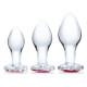 Заказать Набор из 3 стеклянных анальных пробок Heart Jewel Plug Set