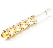 Стеклянный анальный фаллос с выпуклыми точками - 24 см.