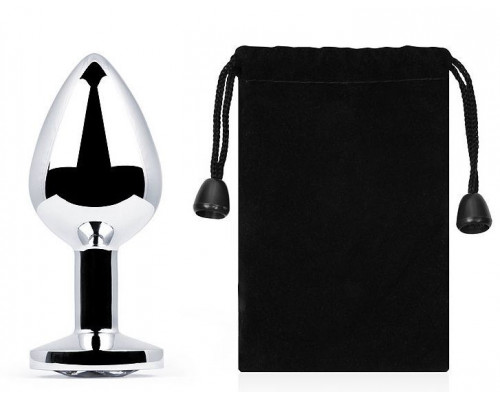 Заказать Серебристая анальная пробка с прозрачным стразом - 7,2 см.