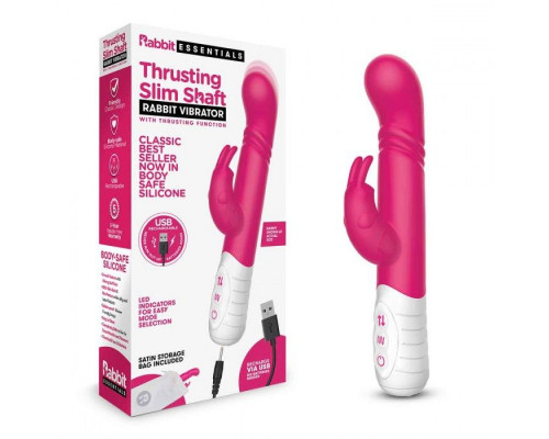 Заказать Розовый массажер для G-точки Slim Shaft thrusting G-spot Rabbit - 23 см.
