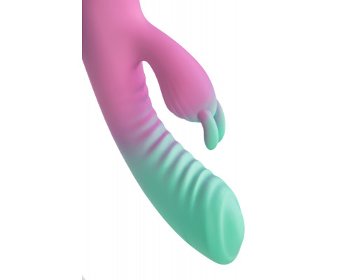 Заказать Мятно-розовый вибратор для точки G с клиторальным отростком Orchid - 21 см.