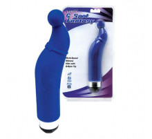 Синий вибратор с загнутой головкой-шаром для G-стимуляции - 17,8 см.