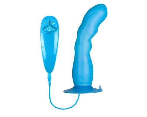 Заказать Голубой вибратор для G-точки BUNNY ICY - 18 см.