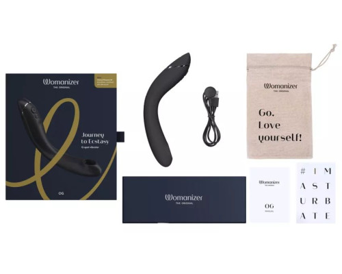 Заказать Темно-серый стимулятор G-точки Womanizer OG c технологией Pleasure Air и вибрацией - 17,7 см.