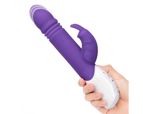 Заказать Фиолетовый пульсирующий вибромассажер G-Spot Thrusting Rabbit - 24 см.