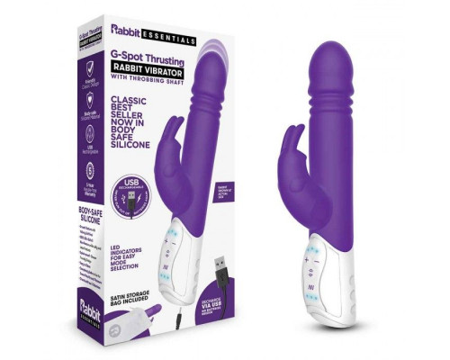 Заказать Фиолетовый пульсирующий вибромассажер G-Spot Thrusting Rabbit - 24 см.