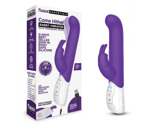 Заказать Фиолетовый вибромассажер для G-точки Come hither G-Spot Rabbit - 24,5 см.