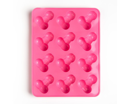 Заказать Ярко-розовая силиконовая форма для льда с фаллосами