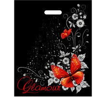 Черный пакет Glamour с вырубной ручкой (38х47 см)