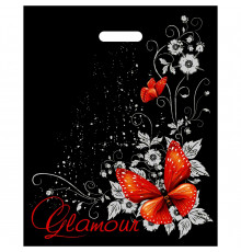 Черный пакет Glamour с вырубной ручкой (38х47 см)