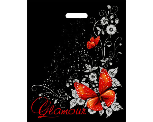 Черный пакет Glamour с вырубной ручкой (38х47 см)
