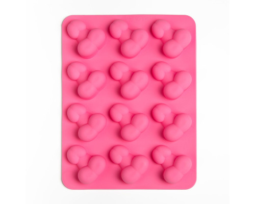 Заказать Ярко-розовая силиконовая форма для льда с фаллосами