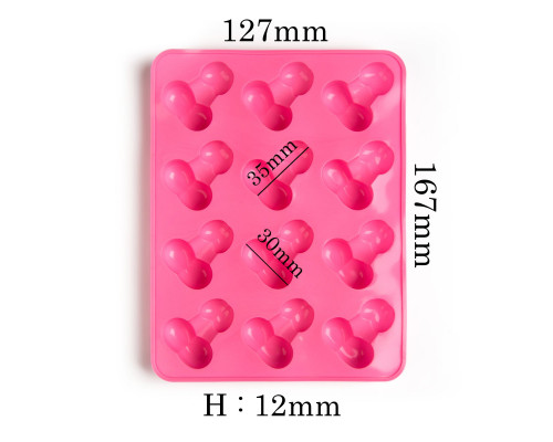 Заказать Ярко-розовая силиконовая форма для льда с фаллосами