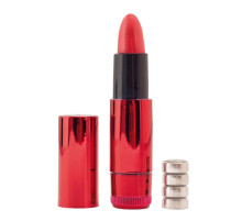 Красный вибратор в виде помады - 9 см.