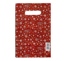 Красный подарочный новогодний пакет с вырубной ручкой (20х30 см)