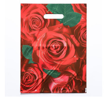 Пакет с цветочным принтом и вырубной ручкой (30х40 см)