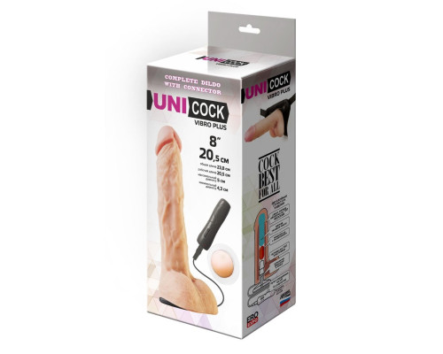 Заказать Фаллическая насадка Харнесс UNICOCK 9  с вибрацией - 24 см.