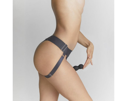 Заказать Серые трусики для фиксации насадок Strap-on-me Harness Lingerie Unique