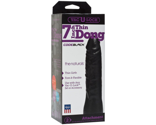 Заказать Насадка-фаллоимитатор для страпон-систем Vac-U-Lock CodeBlack 7 Inch Thin Dong - 18,3 см.