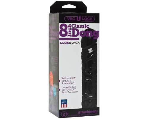 Заказать Насадка-фаллоимитатор Vac-U-Lock CodeBlack 8 Inch Classic Dong - 19,3 см.