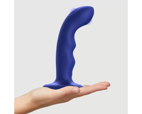 Синяя насадка-стимулятор Strap-On-Me Tapping Dildo Wave