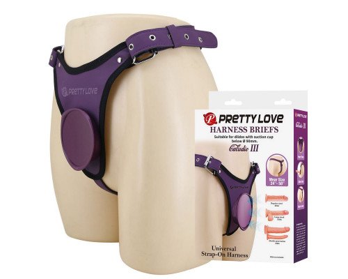 Фиолетовые трусики харнесс с платформой Caludio III