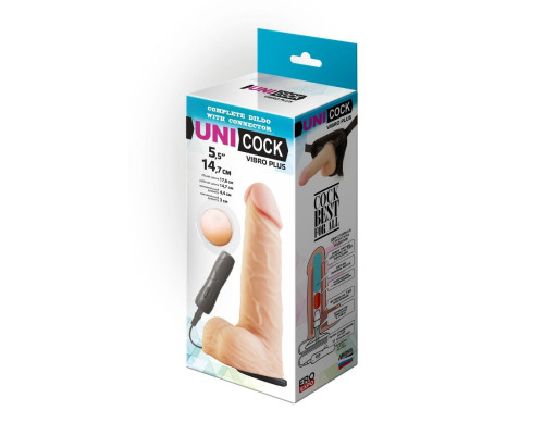 Заказать Фаллическая насадка Харнесс UNICOCK 5,5  с вибрацией - 17 см.