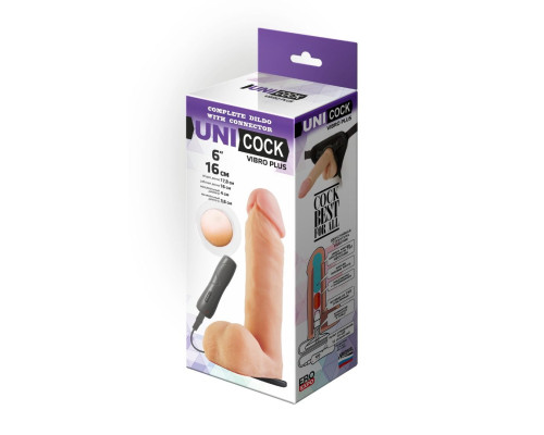 Заказать Фаллическая насадка Харнесс UNICOCK 6  с вибрацией - 18 см.