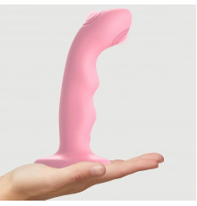Розовая насадка-стимулятор Strap-On-Me Tapping Dildo Wave