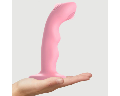 Розовая насадка-стимулятор Strap-On-Me Tapping Dildo Wave