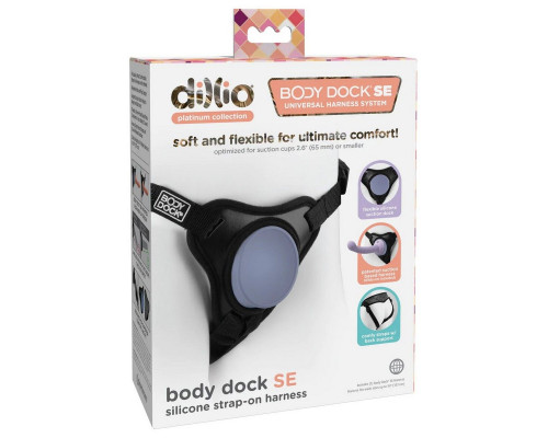 Заказать Черные трусики для страпона Body Dock SE на регулируемых ремнях