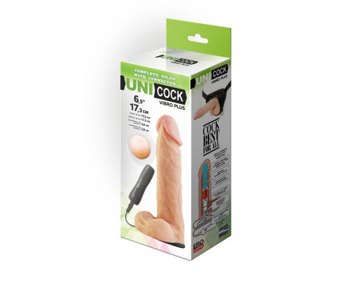 Заказать Фаллическая насадка Харнесс UNICOCK 7  с вибрацией - 19 см.