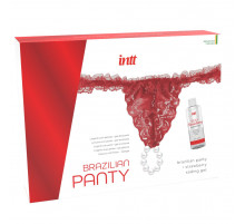 Красные трусики со стимулирующими бусинами и массажным гелем Sliding Gel Strawberry в комплекте