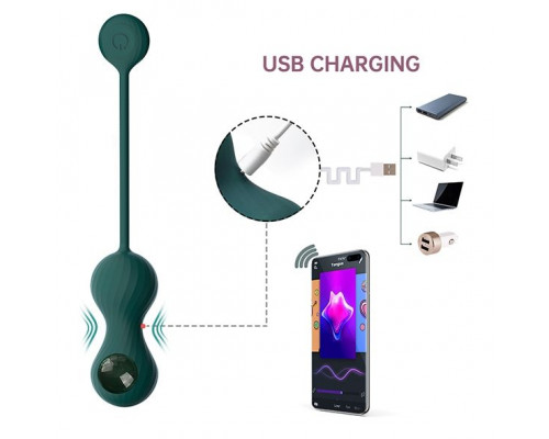 Заказать Изумрудные вагинальные шарики Magic Motion Crystal Duo Smart Kegel Vibrator with Weight Set