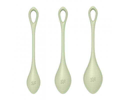 Заказать Набор из 3 салатных вагинальных шариков Yoni Power 2