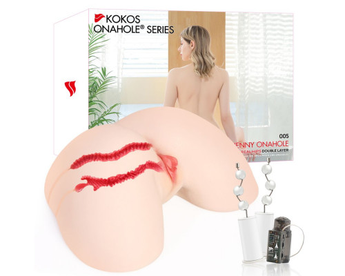 Мастурбатор-полуторс с двойным слоем материала и вибрацией Jenny Onahole Real Hips