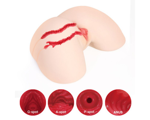 Мастурбатор-полуторс с двойным слоем материала и вибрацией Jenny Onahole Real Hips