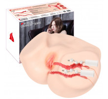 Телесный полуторс с двойным слоем материала и вибрацией Vanilla Onahole Real Vagina