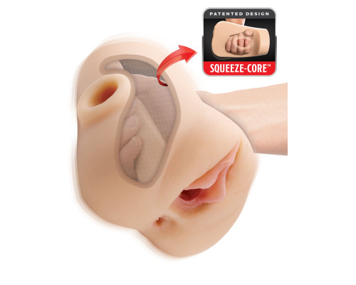 Телесный мастурбатор с вибрацией Double Pounder Vibrating Squeeze Stroker