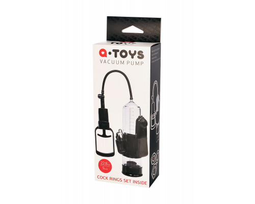 Вакуумная помпа A-toys с вибропулей и эрекционными кольцами