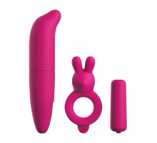 Ярко-розовый вибронабор для пар Couples Vibrating Starter Kit
