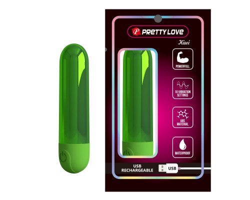 Зеленая перезаряжаемая вибропуля Kiwi
