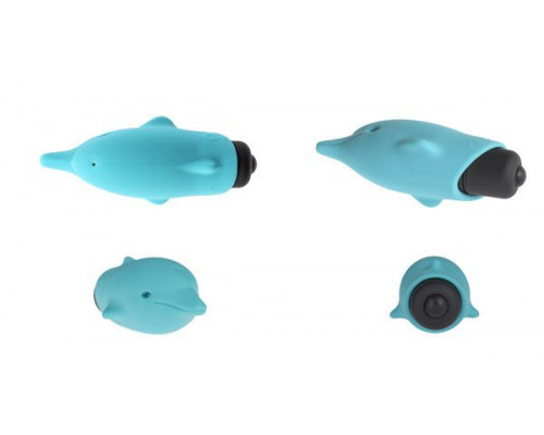 Голубой вибростимулятор-дельфин Lastic Pocket Dolphin - 7,5 см.